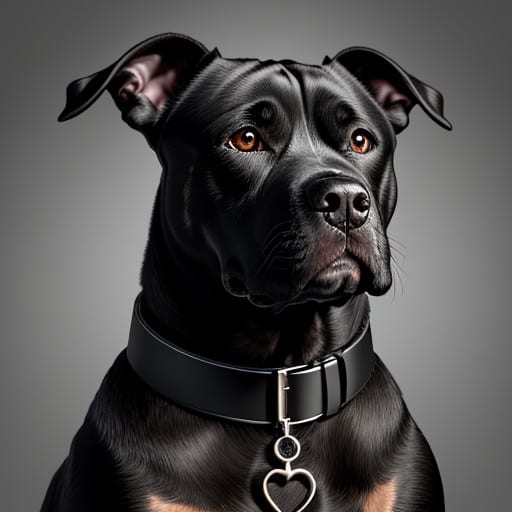 Black Pitbull- AI generated picture of a shiny black pitbull