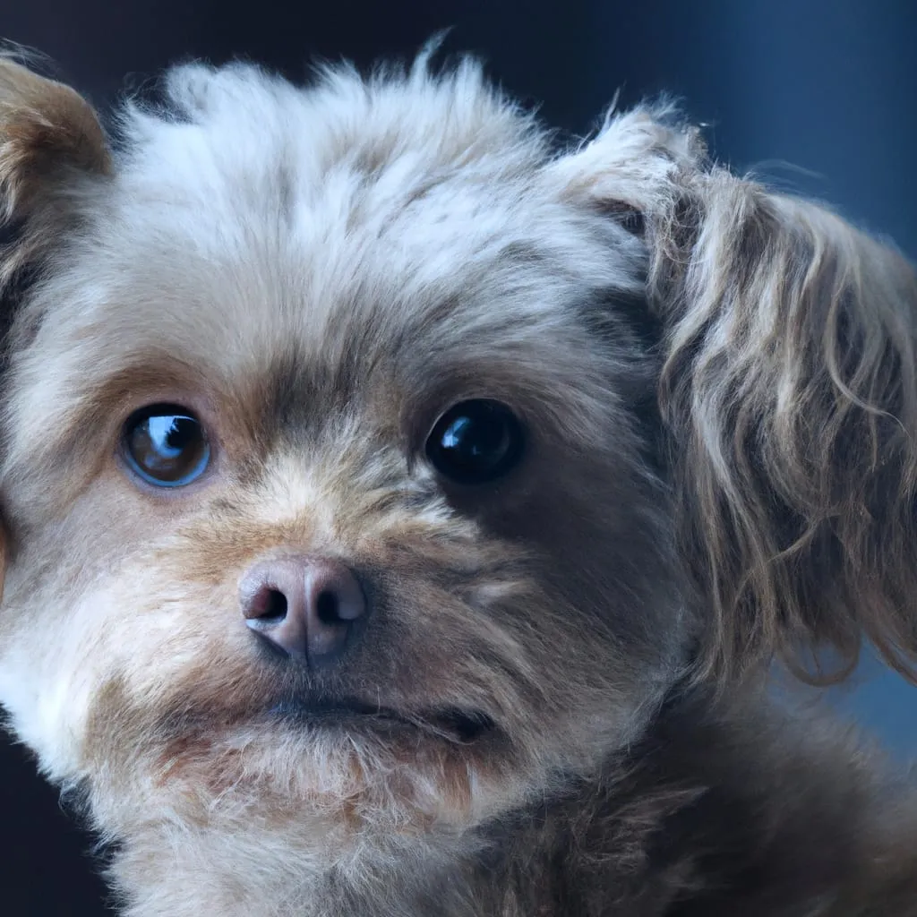 Chihuahua Poodle Mix with longer, curly fur and floppy ears.