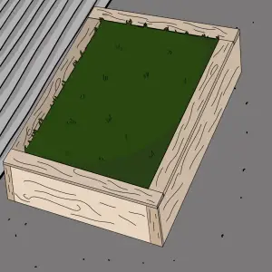 How To Build A Dog Potty On Concrete Finished Area Wooden box with landscape fabric layer, rocks layer and artificial grass layer
