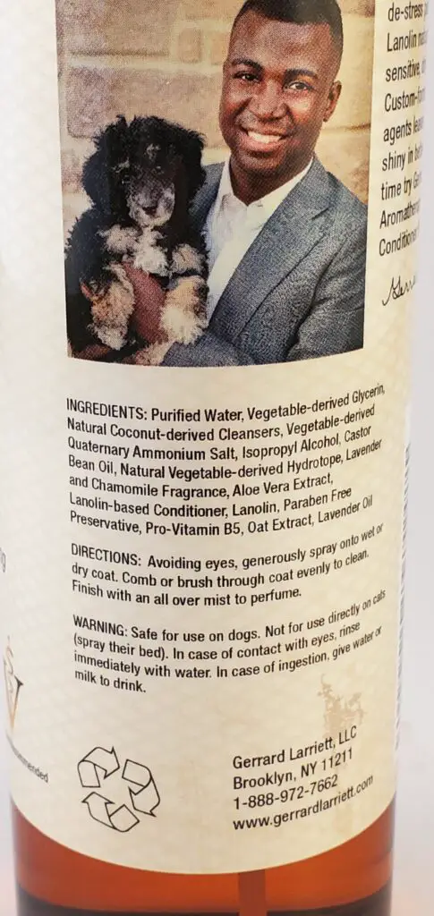 Best Dog Colognes -Gerrard Larriett bottle back