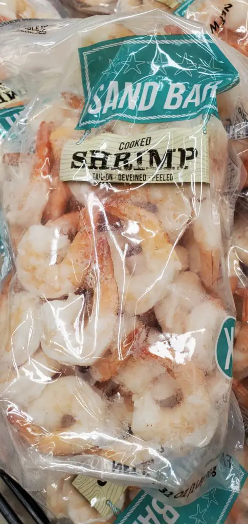 Can Dogs Eat Shrimp up close package of frozen shrimp