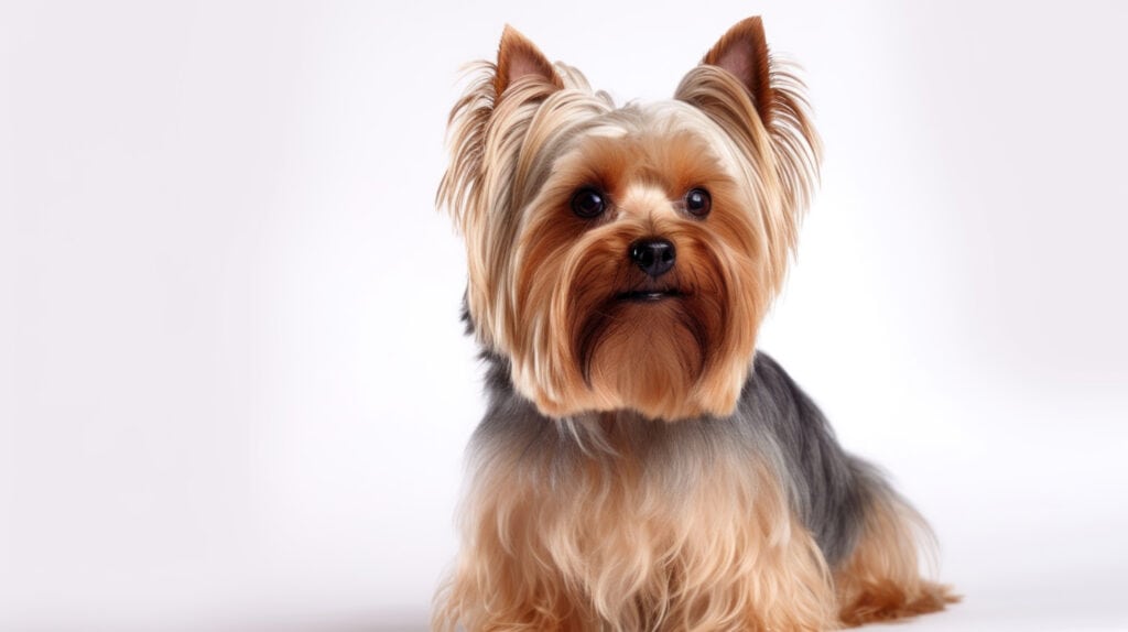 Yorkshire Terrier against a white background